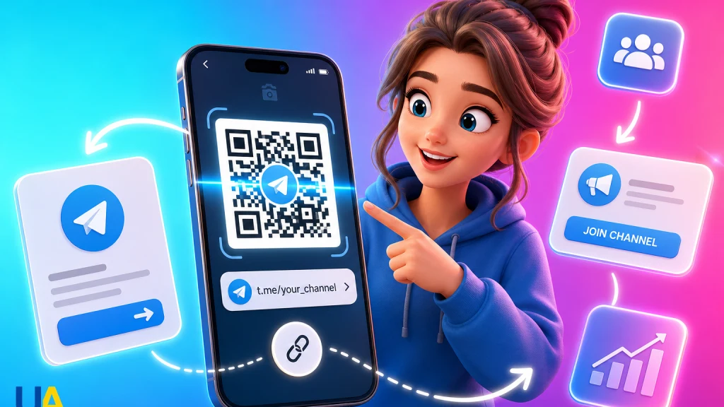 Выбор приложения для сканирования QR-кодов с переходом в телеграм-канал